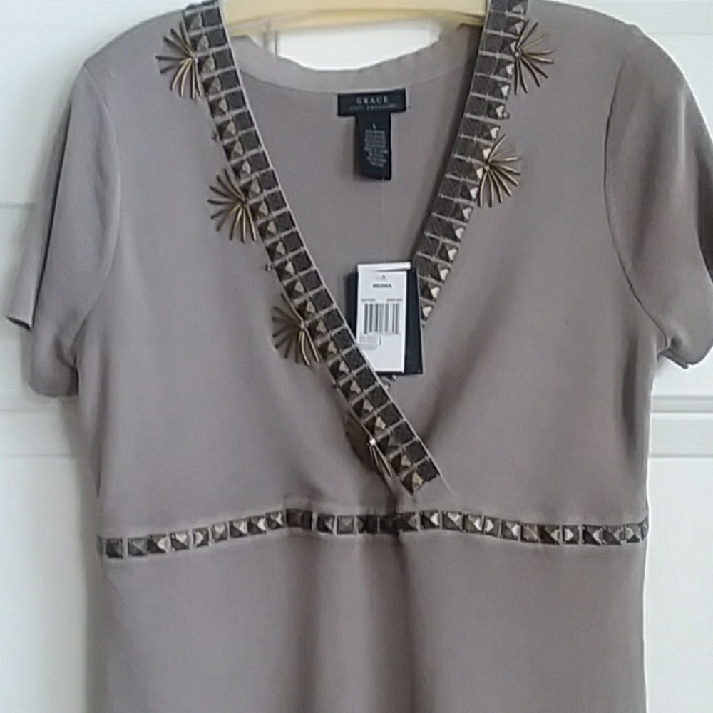 Knit short sleeves dress